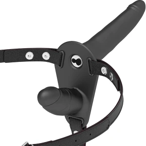 Fetish Submissive Harness Dubbelpenetratieharnas met zwarte vibrator