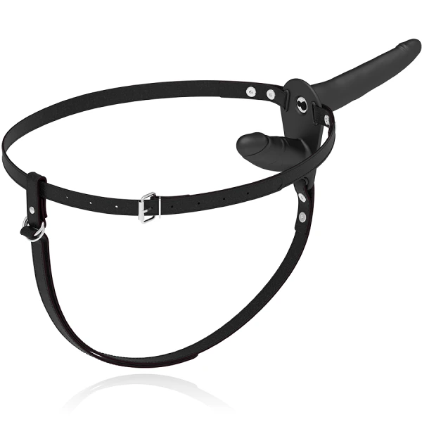 Fetish Submissive Harness Dubbelpenetratieharnas met zwarte vibrator