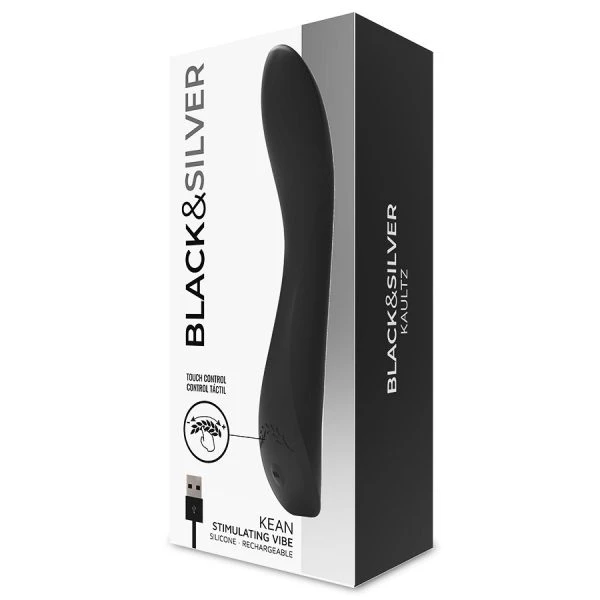 Black&silver Kean Vibrator met Touch-bediening, 204 x 38 mm
