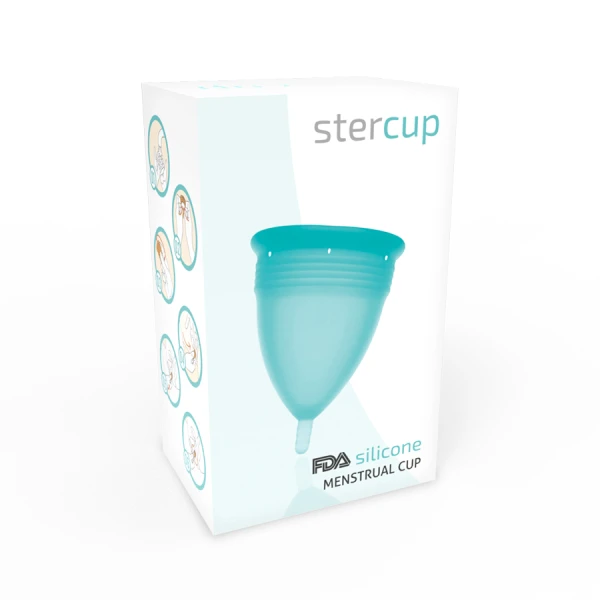 Stercup Menstruatiecup van FDA-siliconen maat S aquamarijn