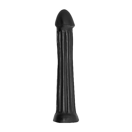 ALL Black Plug-Dildo met ribbels, 31 x 6 cm