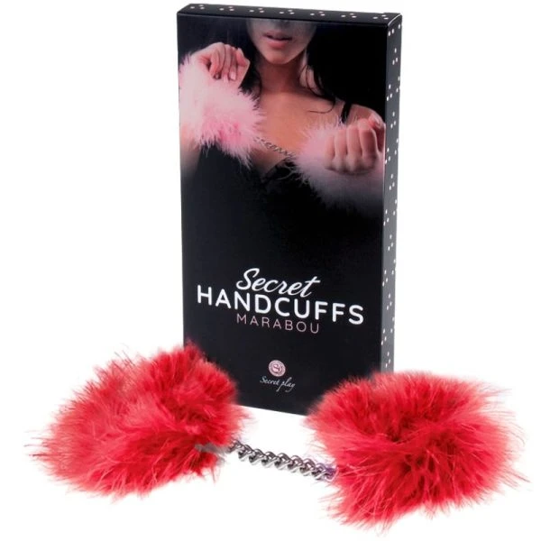 Secretplay 100% Fetish Maraboe-Handboeien rood