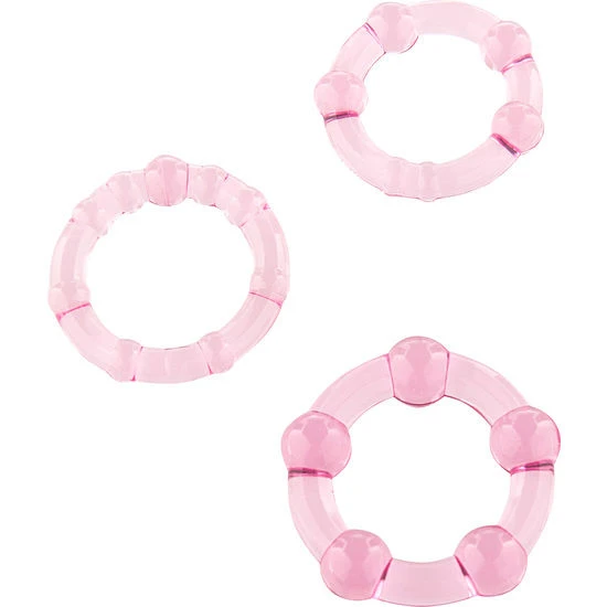 Seven Creations Set van drie siliconen penisringen roze 21 mm 23 mm 24 mm