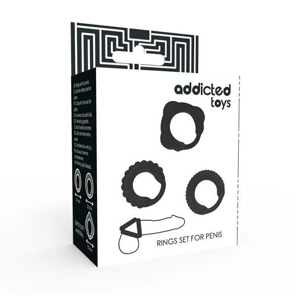 Addicted Toys Penisring-Set aus 3 Ringen in Schwarz
