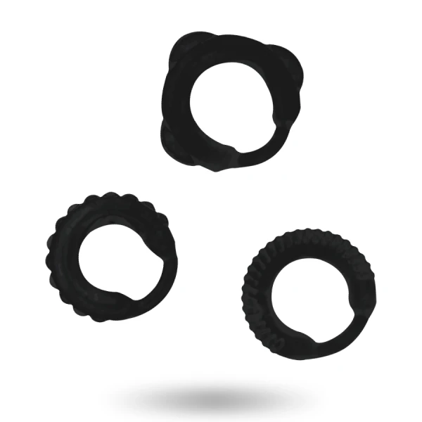 Addicted Toys Penisring-Set aus 3 Ringen in Schwarz