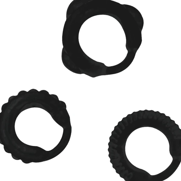 Addicted Toys Penisring-Set aus 3 Ringen in Schwarz