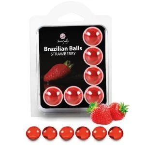 Secretplay Cosmetic Brasilianische Kugeln Erdbeere Set 6 stimulerende oliekogels