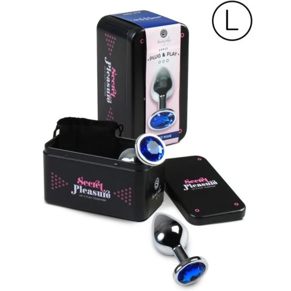 Secretplay Toys Analplug aus Aluminium mit Diamant-Dekor Grösse L Blau