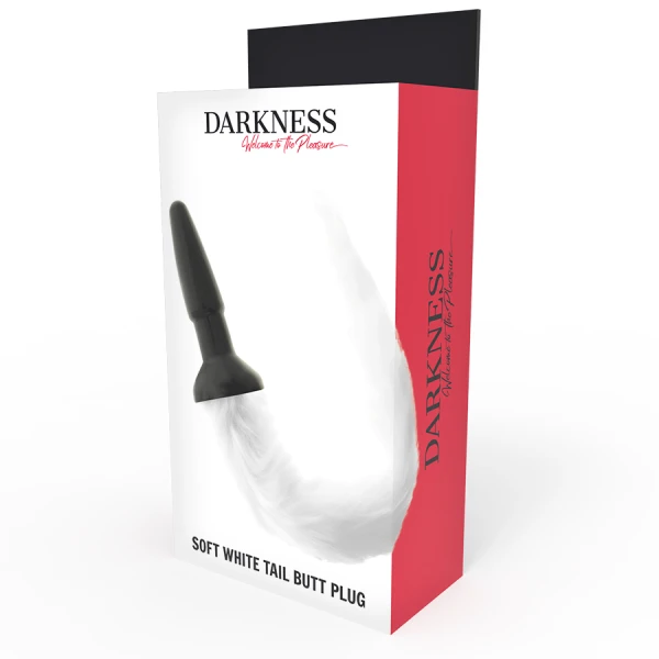 Darkness Anale siliconen anale plug met witte staart Darkness Anale siliconen anale plug met witte staart