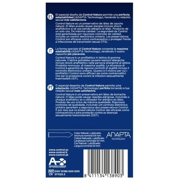 Control Condoms Adapta Nature Kondome 12 Stück, Nennbreite 54 mm