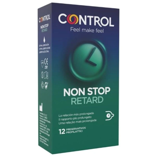 Control Condoms NON Stop Retard Condooms met Benzocaïne, 12 stuks