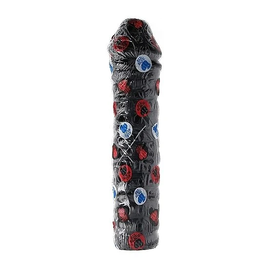 ALL Black Dildo met geribbelde schacht, PVC, 38 x 9 cm