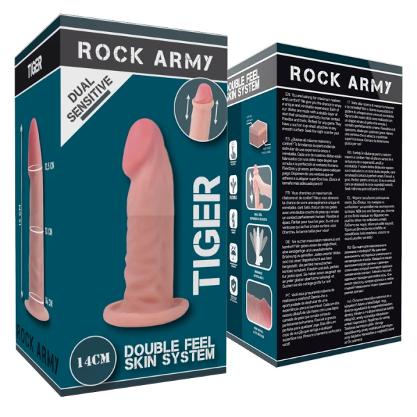 Rock Army Dual Density Tiger Dildo met Zuignap 14 cm Rock Army Dual Density Tiger Dildo met Zuignap 14 cm