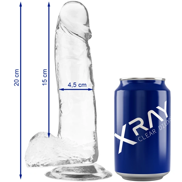 X RAY Heldere Dildo met zuignap 20 cm 4,5 cm diameter