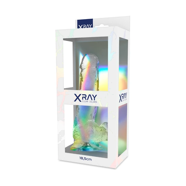 X RAY Clear Dildo with Testicles 18.5 cm Length, 3.8 cm Diameter