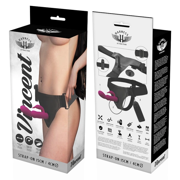 Harness Attraction Strap-On-Harness met Rabbit-Vibrator Vincent 15x4 cm
