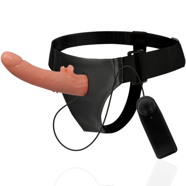 Harness Attraction Strap-On met vibrator en clitorisstimulator
