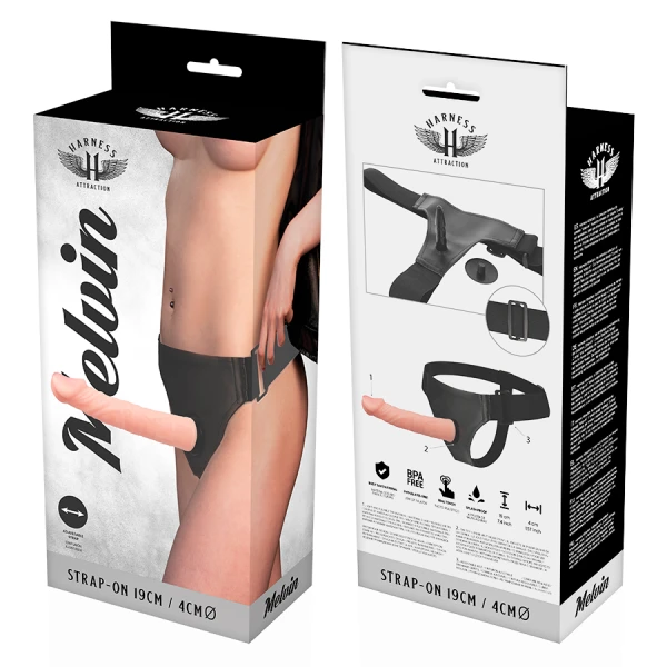 Harness Attraction Strap-On-Geschirr met realistische penis 19 x 4 cm