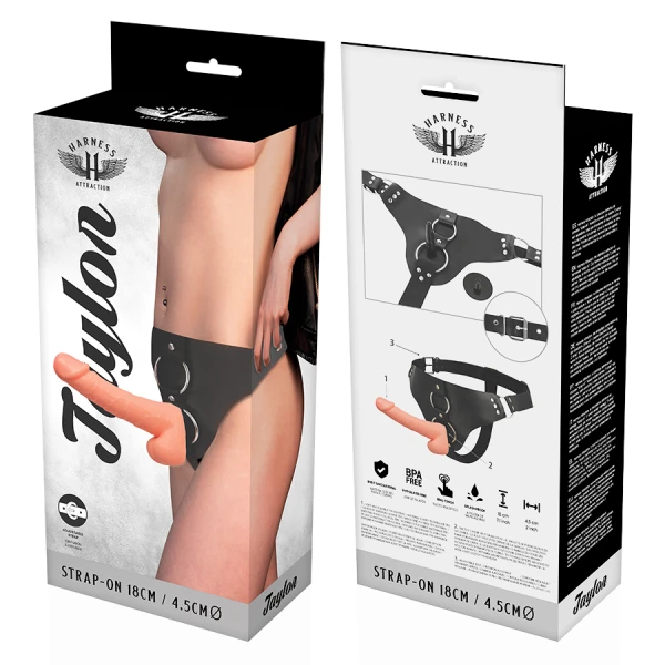 Harness Attraction Strap-On-harnas met realistische penis 18 x 4,5 cm