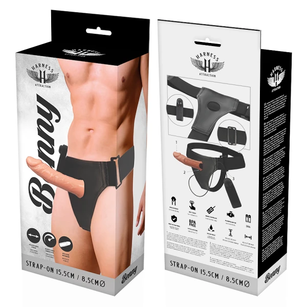 Harness Attraction Hohlgeschirr Benny mit Vibrator, 15 x 4,5 cm