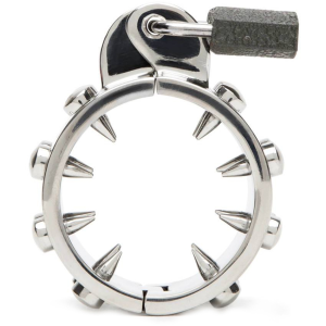 Metal Hard Kuishheidsring met stalen spikes tegen erectie Metal Hard Kuishheidsring met stalen spikes tegen erectie - Afbeelding 1