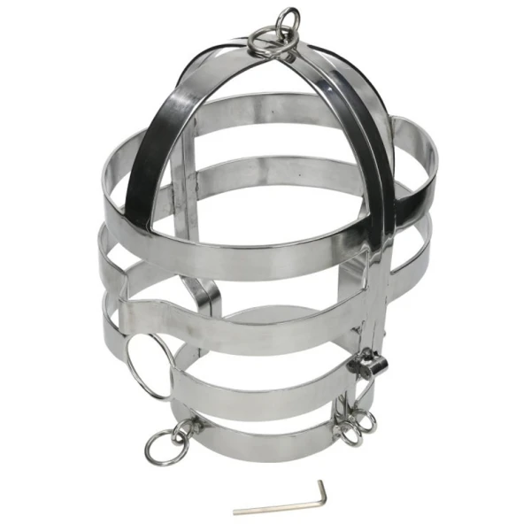 Metal Hard Stalen BDSM-masker met halsketting