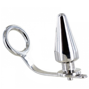 Metal Hard Cockring mit Analplug aus Chirurgenstahl 45x50 mm Metal Hard Cockring mit Analplug aus Chirurgenstahl 45x50 mm – Bild 1