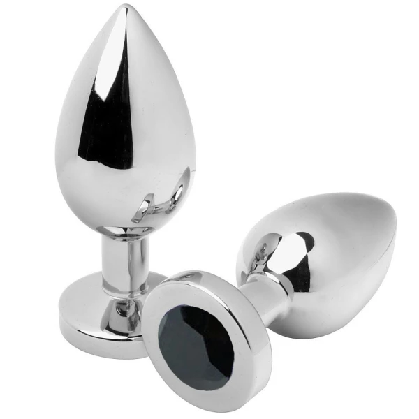 Metal Hard Anale plug met kristal van staal, 7,62 cm