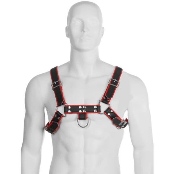 Leather Body Kettenharness III für Männer Schwarz/Rot