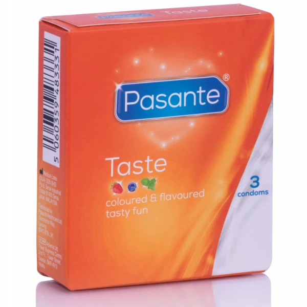 Pasante Condooms Smaken 3 Stuks met Smaak Munt Aardbei Chocolade Blauwe Bes