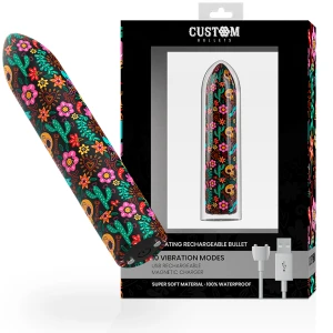 Custom Bullets rechargeable bullet vibrator with 10 intensities, floral