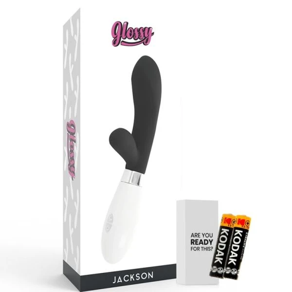 Glossy Jackson Rabbit Vibrator mit Klitorisreizer, Schwarz