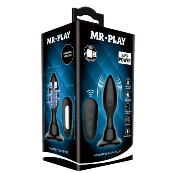MR Play Anaalplug met trilling en afstandsbediening, siliconen, 108 mm