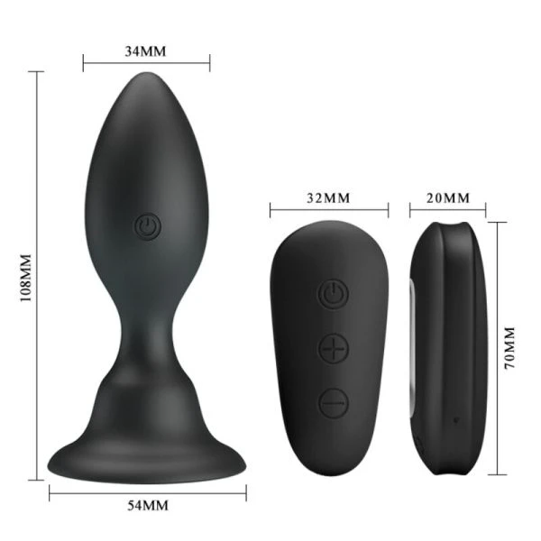 MR Play Anaalplug met trilling en afstandsbediening, siliconen, 108 mm