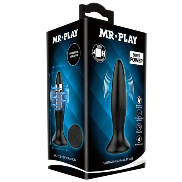 MR Play Oplaadbare Anale Plug met Trilling, Siliconen MR Play Oplaadbare Anale Plug met Trilling, Siliconen