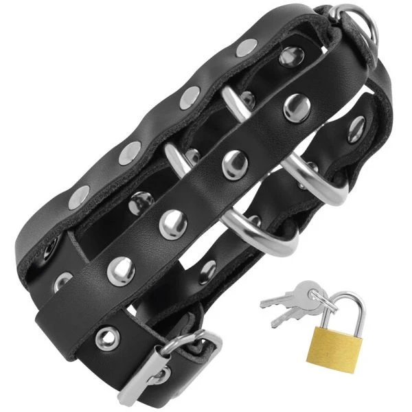 Darkness Bondage Kuisheidskooi van veganistisch leer met slot