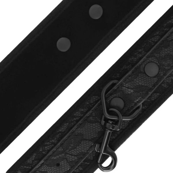 Darkness Bondage Luxus-BDSM-Handschellen aus Brokat und veganem Leder, schwarz