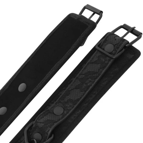 Darkness Bondage Luxus-BDSM-Handschellen aus Brokat und veganem Leder, schwarz