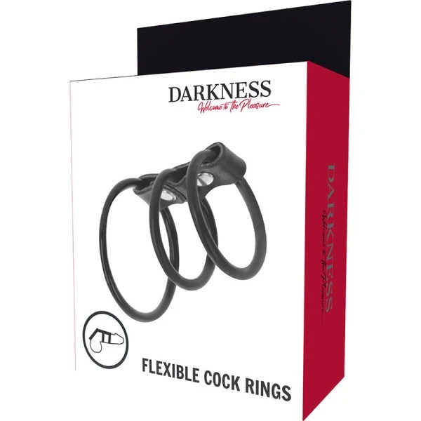 Darkness Bondage Penisring-Set van 3 flexibele ringen Darkness Bondage Penisring-Set van 3 flexibele ringen
