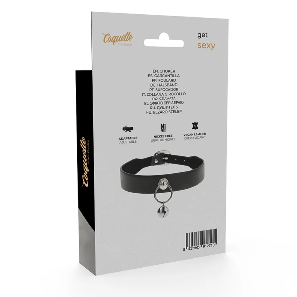 Coquette Accessories vegan leren halsketting met rammelaar en ringen