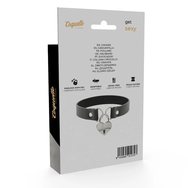 Coquette Accessories vegan leren halsketting met hart en sleutel