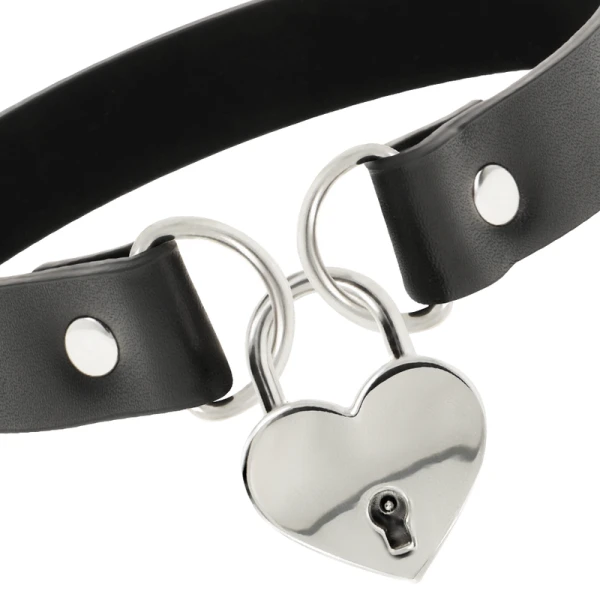 Coquette Accessories vegan leren halsketting met hart en sleutel