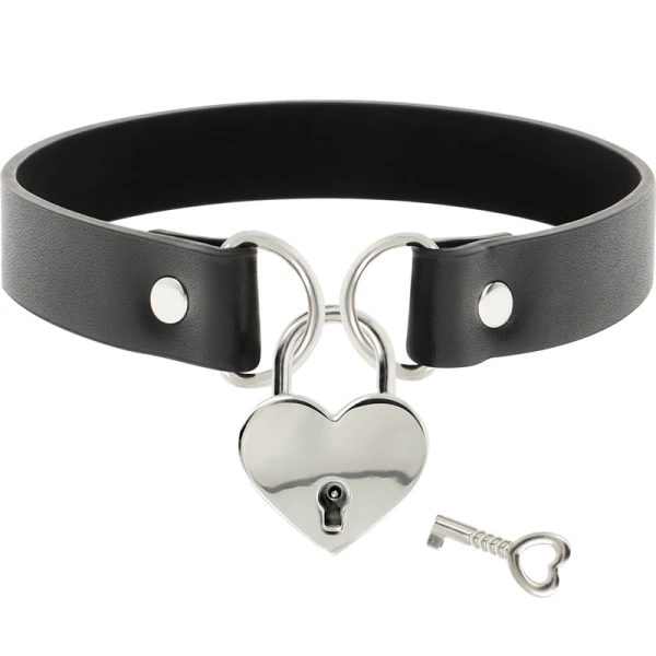 Coquette Accessories vegan leren halsketting met hart en sleutel