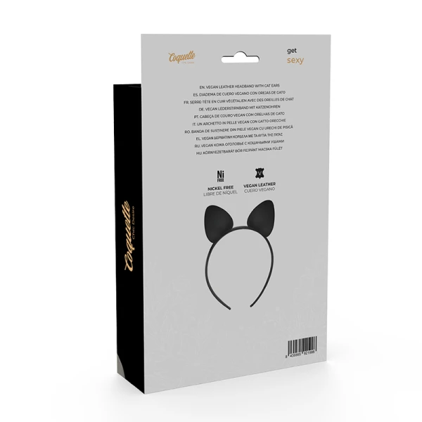 Coquette Accessories Hoofdband met Kattenoren van veganistisch leer
