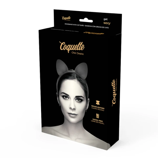 Coquette Accessories Hoofdband met Kattenoren van veganistisch leer