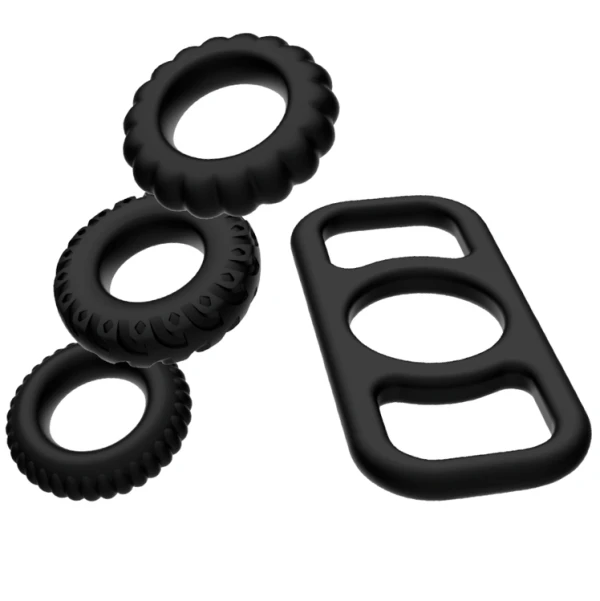 Addicted Toys Cock Ring Set 4 stuks flexibele siliconenringen