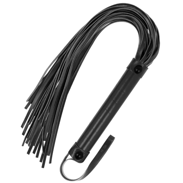 Fetish Submissive Bondage Rijzweep van veganistisch leer, 28 cm
