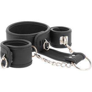 Fetish Submissive Bondage Halsband en Handboeien van veganistisch leer Fetish Submissive Bondage Halsband en Handboeien van veganistisch leer - Afbeelding 1