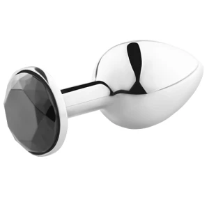 Secretplay Toys Anale plug van aluminium met diamantdecoratie, zwart