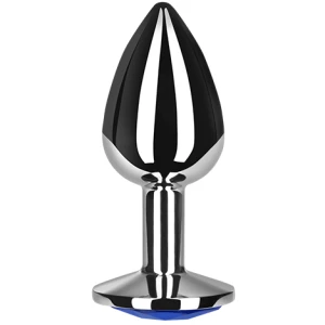 Secretplay Anale plug van metaal met diamantdecoratie, blauw